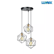 LUMAX โคมไฟตกแต่งแขวนเพดาน ขั้วหลอด E27 x 3 รุ่น PSS45/50 (ฐานกลม ฐานเหลี่ยม) สไตล์ Loft