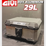 BOX GIVI 29L ALUMINIUM BOX GIVI BLACK/SILVER MTN29ATOPBOX SPECIAL BOX RACK ACCESSORIES MOTOR UNIVERS