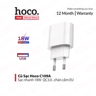 Củ sạc Hoco C109A 1 cổng USB sạc nhanh 18W QC3.0 chân cắm chuẩn EU chất liệu PC cao cấp
