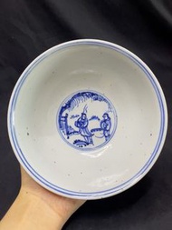 明代晚期崇禎青花群仙人物紋敞口碗古瓷器古玩古董 。包老完整，默認順豐包邮，無