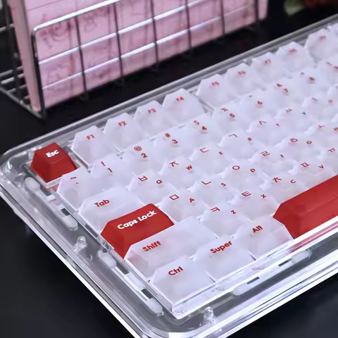 Korean Keycaps Russian 131Keys Pc Cherry Translucent Frosted Matte Retro Red For Aula75/99 Mechanica