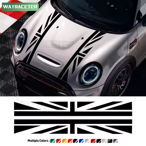2 Pcs Union Jack Engine Cover Hood Bonnet Stripe Sticker For MINI Cooper J01 F55 F56 R55 R56 R50 F53