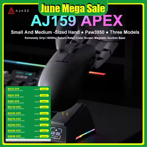 AJAZZ AJ159 APEX/AJ159PRO Wireless Gamer Mouse with RGB Magnetic Charging Base Lightweight AJ159P Ga
