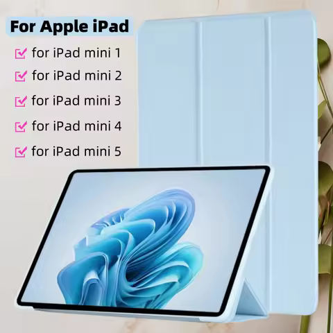 For iPad Mini 5 Case Trifold Stand TPU Leaher Soft Back Tablet Cases Funda For iPad Mini 4 Case iPad