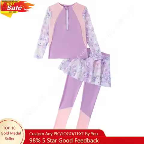 Hello Kitty Sweet Print Long Sleeve Swimsuit Set for Kids
