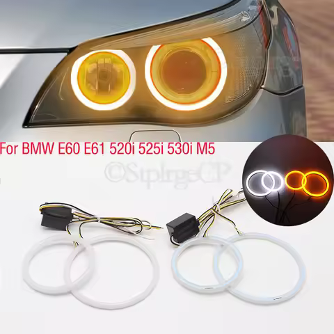 SMD cotton light LED angel eyes white and yellow DRL kit For BMW E60 E61 520i 525i 530i 540i 545i 55