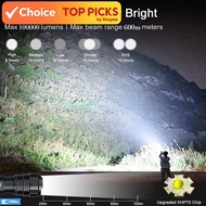 100,000 Lumens Super Bright LED Flashlight – Type-C Rechargeable, Waterproof, Powerful Torch