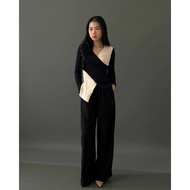 Loola Official - Claude Long Sleeves Criss Cross Monochrome Top - Tops Women Korean Knit Top - Korean Top Women Premium