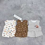 Set of 3 sets of brown car tank tops for boys 9-26kg