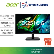 ACER EK251Q G 24.5" FHD MONITOR ( IPS FHD / 1MS (VRB) / 100Hz / AMD FreeSync / VGA + HD MI)