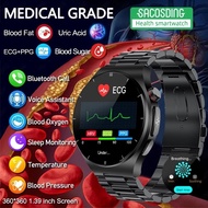 Blood Fat Uric Acid Blood Glucose Monitor Health Smart Watch Men ECG+PPG Blood Pressure 360*360 Bluetooth Call Sports SmartWatch