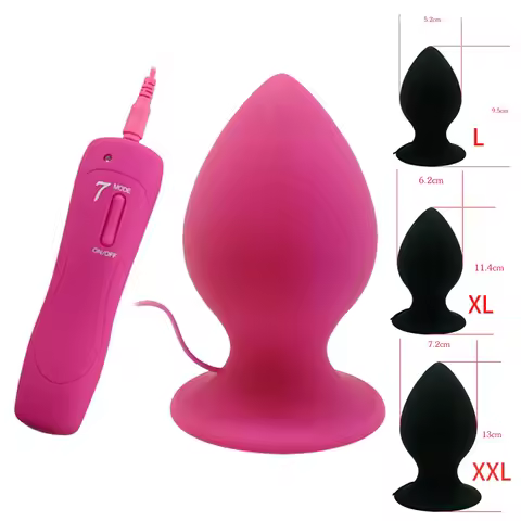 Super Big Size Silicone Anal Butt Plug Vibrator 7 Mode Vibrating Butt Plug Large Suction Cup Anal Pl