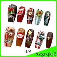 [Szgrqkj2] Christmas False Nails Cute Winter Xmas Glue on Nails Nail Art Decoration Fake Nails