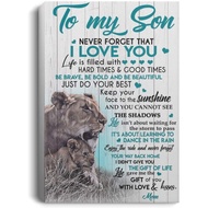 To My Son From Mom Bear Wall Art Canvas Vertical Perfect Birthday Christmas Ideas Great Gift Decoration