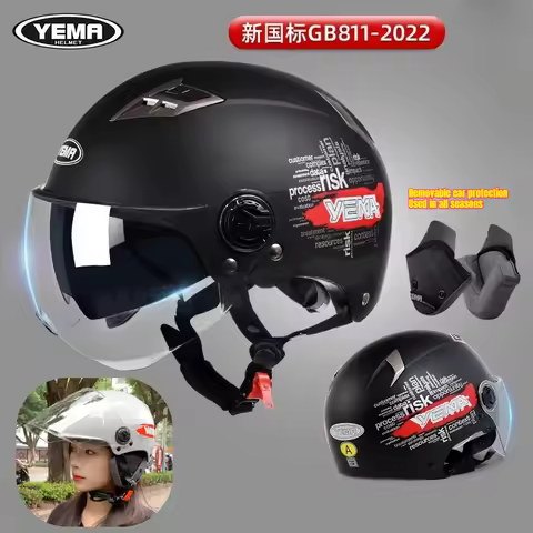 HOT YEMA Electric Motorcycle Helmet Male and Female Four Seasons Half Helmet Motorcycle Riding Safet