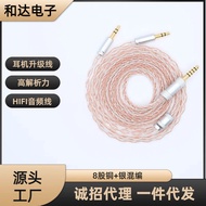 HIFI Music Headset Dual 3.5/HD650/8 Strands Copper Silver Audio Upgrade Cable 9.20