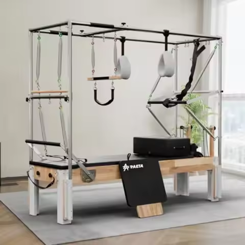 Pilates Reformer Wooden Reformer Machine with Cadillac Trapeze Table for Home and Studio Workout Inc