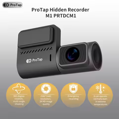 ProTap Dash Cam 2K Recording Car Camera Video Recorder 1440P 360-degree Rotation Built-in Wi-Fi 24H 