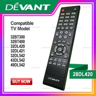 28DL420 DEVANT Remote LED TV remote control Compatible with TV Model 28DL420 / 32BT300 / 32BT400 / 3