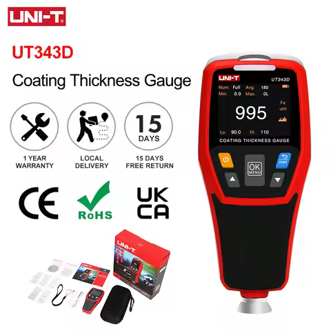 UNI-T UT343D Coating Thickness Gauge LCD Backlight 320 x 240 Pixels Digital FE/NFE Metal Car Paint T