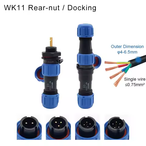 Waterproof Connector SP11 IP68 Male Plug & Female Socket Rear-nut Docking Panel Mount 2/3/4/5 Pin Ca