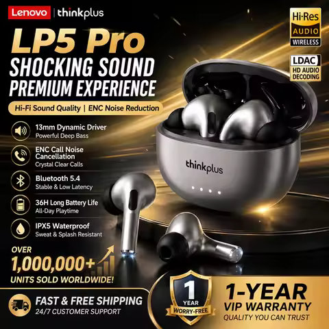 Lenovo LP5 PRO Wireless Bluetooth 5.4 Earphones TWS HiFi Sound Gaming Earbuds LP5Pro Sport headset L