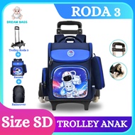 Astronaut Character 3-WHEEL Trolley Bag - Boys' Push Bag - Elementary School Suitcase - Latest Eleme