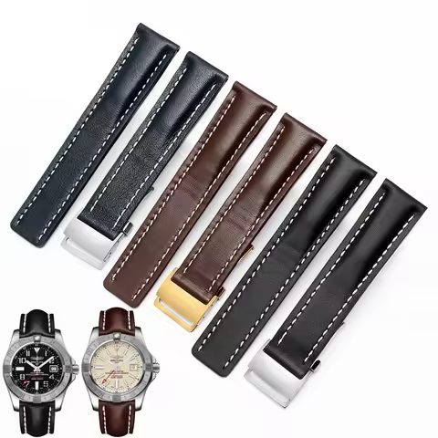 For Breitling Watch Strap Aviation Timing Cross Ocean Avenger Challenger Culture Cowhide Men's Watch
