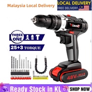 [Malaysia inventory]  (received within 3 days)  Cordless Impact Drill Cordless Screwdriver Electric Impact Drill  Set 32 Accseeory 88vf 48VF Battery Cordless Drill 25+3 Torque Electric Hammer Drill Handheld Drill Lithium Battery Power Tools