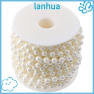 LANHUA Ivory Pearl Strands, Spool 33 Feet Faux Pearl Beads, DIY Crafts Ivory 8mm Pearl Bead Roll Chr