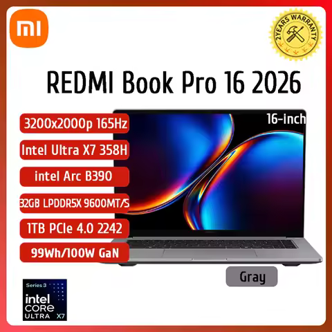 Xiaomi REDMI Book Pro 16 2026 Laptop Ultra5-338H/UltraX7-358H/32GB+1TB 16inch 3.2K 165Hz Screen MI N