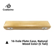 Cualacino Wooden Flute Case Hardshell Portable Storage Box for 17 Hole Flute Real Wood Instrument Ba