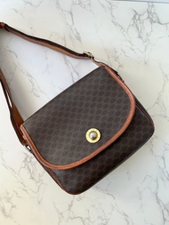 特選貨品二手Celine星球咖啡色老花皮革豆腐包單肩側背斜孭手袋