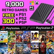 300 PS1 PS2 PSP + 9000 Games (1TB HDD) Plug & Play Retro Game Emulator Retrobat Portable Harddisk