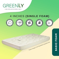 [Free Shipping - T&amp;C] GREENLY Single Foam Mattress (4 Inch Thickness)  /Tilam Single