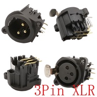 [Hot A] 4Pcs 3Pin XLR Mic Audio Socket Connector 3 Poles XLR Male Plug / Female Jack Right Angle Panel Mount Chassis Adapter