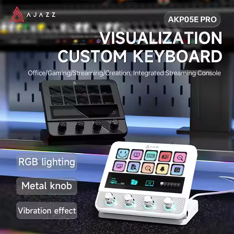 Ajazz AKP05E PRO Visual Macro Keyboard,Multi-Function Desktop Assistant, 10Keys Touch Strip Quad-Dia