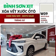 Sơn Xịt Xóa Vết Xước Cho Xe TOYOTA AVANZA Màu TRẮNG SỨ code W09 - WHITE SOLID Chính Hãng OH PAINT Ch
