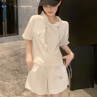 2-piece Set Clothes for Women Two-piece Short-sleeved Hoodied Sweater+short Pants