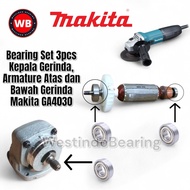 MESIN Bearing Set 3pcs Makita GA4030 Grinder Laher Laker Lahar Parts Spindle Head Upper Lower Armatu
