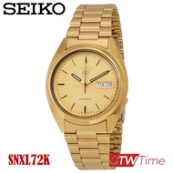Seiko 5 Automatic นาฬิกาข้อมือผู้ชาย สแตนเลสแท้ รุ่น SNXL72K (สีทอง / หน้าปัดทอง)