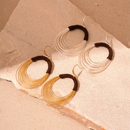 European American Exaggerated Multi-Layer Circle Ear Hook Unique Fabric Winding Geometric Earrings N