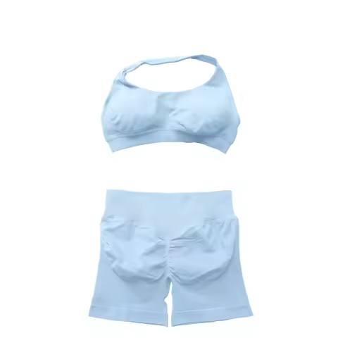 Impact Shorts 4.5 + Sports Bra With Logoprint Seamless Yoga Set 2 Pieces Women Gym Workout Clothes F