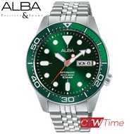 ALBA Automatic นาฬิกาข้อมือผู้ชาย สายสแตนเลส รุ่น AL4187X1 / AL4187X (สีเงิน / หน้าปัดเขียว)