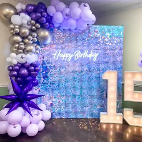 Gold color sequin panel wedding backdrop custom adverting sings shop window background glam shimmer 