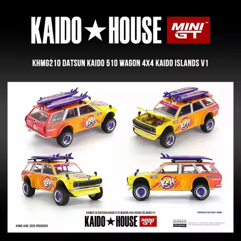 KHMG 210 1:64 Datsun KAIDO 510 Wagon 4x4 Kaido ISLANDS V1 Openable Hood Diecast Car Model Kaido Hous