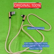 HP H161 100% ORIGINAL MICRO USB V8 TYPE 60W WATT 1 METER L CABLE THICK STRONG FIBER MATERIAL MAIN GA