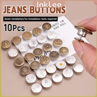 I.K. Jeans Buttons Adjustable Detachable Pants Snap Sewing-free Metal Buckle 10Pcs/pack