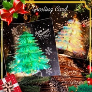 3D Pop Up Christmas Greeting Card Creative Crystal Christmas Tree Shiny New Year Holiday Blessings Gratitude Card With Envelope Christmas Gift