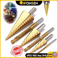 🔥READY STOCK🔥6Pcs HSS Steel Titanium Coated Step Drill Bit Hole Cutter 4-32mm Metal Tool Kit